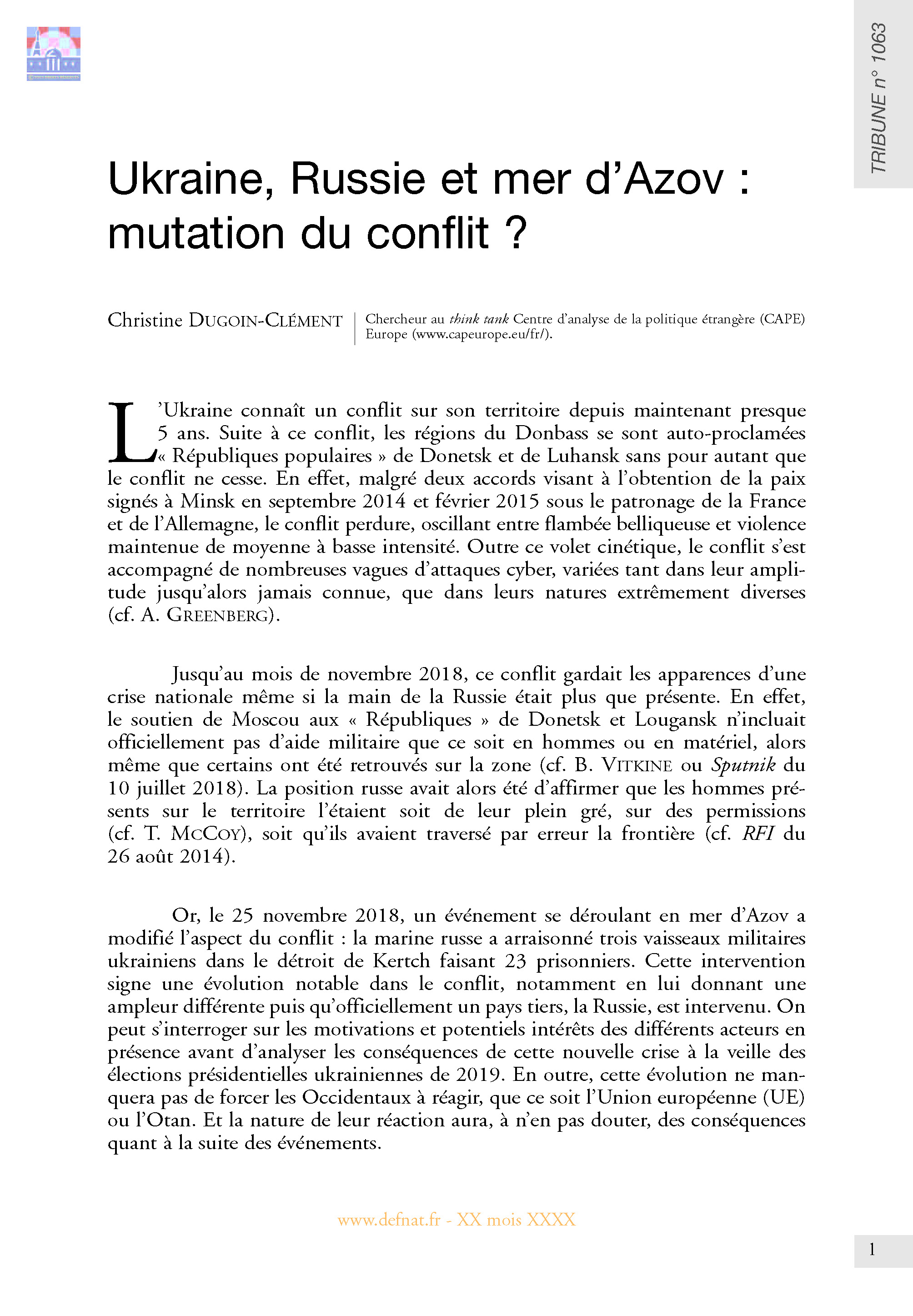 Ukraine, Russie et mer d’Azov : mutation du conflit ? (T 1063)
